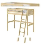Erst-Holz Hochbett Kieferholzbett Stockbett 90x200 aus Kiefer mit w&auml;hlbarem Zubeh&ouml;r