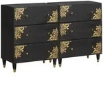 vidaXL Sideboard 2 pcs Schwarz 60 x 33 x 75 cm Massivholz Mango