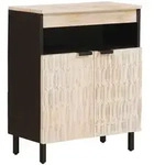 vidaXL Sideboard mit T&uuml;r Wei&szlig;e gewaschene Oberfl&auml;che 60 x 33 x 75 cm