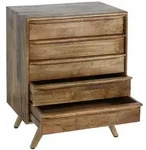 Mendler Highboard HWC-L96, Kommode Sideboard Schrank Schubladen Massiv-Holz...