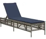 vidaXL Sonnenliege mit Kissen Grau Poly Rattan