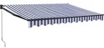 vidaXL Markise Einziehbar Blau und Wei&szlig; 3x2,5 m Stoff und Aluminium