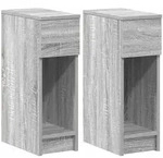 vidaXL Nachttische mit Schublade 2 Stk. Grau Sonoma 20x36x60 cm