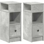 vidaXL Nachttische 2 Stk. mit Schublade Betongrau 25x31x66 cm