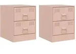 vidaXL Nachttische 2 Stk. Rosa 34,5x39x44 cm Stahl