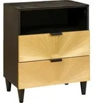 vidaXL Nachttisch Schwarz und Gold 50 x 33 x 60 cm massives Mangoholz