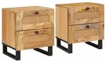 vidaXL Nachttisch 2 pcs Natur 40 x 33 x 46 cm Massivholz Mango