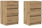 vidaXL Nachttische mit 3 Schubladen 2 Stk. Artisan-Eiche 39x35x65 cm