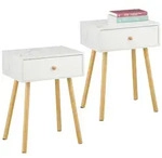 Relaxdays Nachttisch, 2er Set, Schublade, Marmor- & Holzoptik, HBT: 55x40x32 cm,