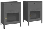 vidaXL Nachttische 2 Stk. Anthrazit 40x30x54,5 cm Stahl und Glas