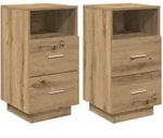 vidaXL Nachttische 2 Stk. mit 2 Schubladen Artisan-Eiche 36x36x68 cm