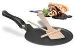 Relaxdays Cr&ecirc;pepfanne mit Teigverteiler & Holzspatel, induktionsgeeignet, Aluminium,