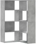 vidaXL Eck-B&uuml;cherregal 4 B&ouml;den Betongrau 85x85x140 cm Holzwerkstoff