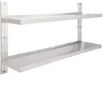 vidaXL Wandregal mit 2 Ablagen Edelstahl 150x30 cm