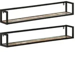 vidaXL Wandregale 2 Stk. 110x17x17 cm Altholz Massiv und Eisen
