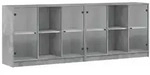vidaXL B&uuml;cherschrank mit T&uuml;ren Betongrau 204x37x75 cm Holzwerkstoff