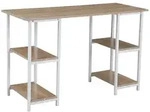 SVITA STUDIO Schreibtisch Regal Eiche-Optik wei&szlig;e Metall-Beine