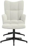 vidaXL Relaxsessel mit Hocker Cremewei&szlig; Samt