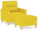vidaXL Sessel mit Hocker Hellgelb 60 cm Stoff