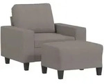 vidaXL Sessel mit Hocker Taupe 60 cm Stoff