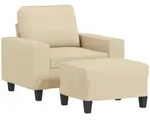 vidaXL Sessel mit Hocker Creme 60 cm Stoff