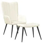 vidaXL Relaxsessel mit Hocker Cremewei&szlig; Samt