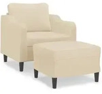 vidaXL Sessel mit Hocker Creme 60 cm Stoff
