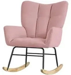 ML-Design &ndash; Schaukelsessel Rosa &ndash; Frottee-Optik | gepolstert, Holzkufen,