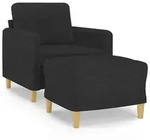vidaXL Sessel mit Hocker Schwarz 60 cm Stoff