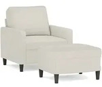 vidaXL Sessel mit Hocker Creme 60 cm Samt