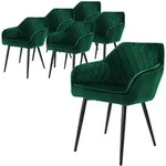 ML-Design &ndash; Esszimmerst&uuml;hle 6er Set Dunkelgr&uuml;n | Samtbezug, Armlehnen,