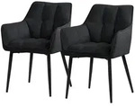 ML-Design Esszimmerst&uuml;hle 2er-Set Schwarz &ndash; Frotteestoff mit gepolstertem...