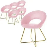 ML-Design &ndash; Esszimmerst&uuml;hle 6er Set Rosa | Samt, runde R&uuml;ckenlehne, goldene