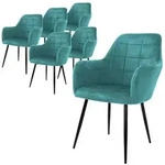 ML-Design ECD Germany &ndash; Esszimmerst&uuml;hle 6er Set &ndash; T&uuml;rkis Samt | mit...