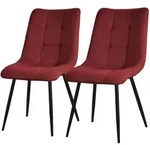 ML-Design &ndash; Esszimmerst&uuml;hle 2er Set &ndash; Rot Stoff | R&uuml;ckenlehne, schwarze