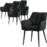 ML-Design Esszimmerst&uuml;hle 6er-Set Schwarz &ndash; Frotteestoff mit dick...