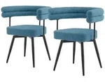 ML-Design Esszimmerst&uuml;hle 2er Set Blau, Teddystoff, Wohnzimmerstuhl mit...