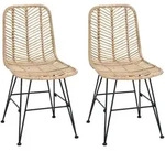 vidaXL Esszimmerstuhl 2 pcs Natur 44 x 47 x 85 cm Rattan und Eisen