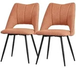 ML-Design Esszimmerst&uuml;hle 2er Set Orange &ndash; Stoffbezug, R&uuml;ckenlehne, schwarze