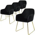 ML-Design &ndash; Esszimmerst&uuml;hle 4er Set Schwarz | Samt Sitzfl&auml;che, R&uuml;cken- &