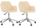 vidaXL Esszimmerst&uuml;hle 2 Stk. Drehbar Creme Stoff