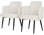 ML-Design Esszimmerst&uuml;hle 2er Set Beige, Stoff, Armlehnen & Rattan-Optik