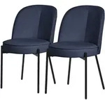 ML-Design Esszimmerst&uuml;hle 2er-Set Dunkelblau, gepolstert, Polyesterbezug,