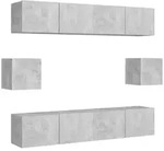 vidaXL 6-tlg. TV-Schrank-Set Betongrau Holzwerkstoff