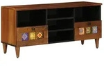 vidaXL TV-Schr&auml;nk mit Regal Walnuss 100 x 33 x 46 cm Massivholz Mango