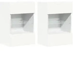 vidaXL TV-Wandschr&auml;nke mit LED-Leuchten 2 Stk. Wei&szlig; 40x30x60,5 cm