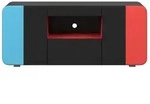 Ebuy24 LevelUp TV Tisch 2 T&uuml;ren, 1 Schublade, 1 Regal schwarz, rot, blau.