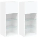 vidaXL TV-Schr&auml;nke mit LED-Leuchten 2 Stk. Wei&szlig; 40,5x30x90 cm