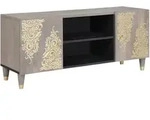 vidaXL TV-Schr&auml;nk mit Regal Grau 105 x 33 x 46 cm Massivholz Mango
