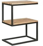 FineBuy Beistelltisch S-Form Massivholz Metall Wohnzimmertisch Anstelltisch...